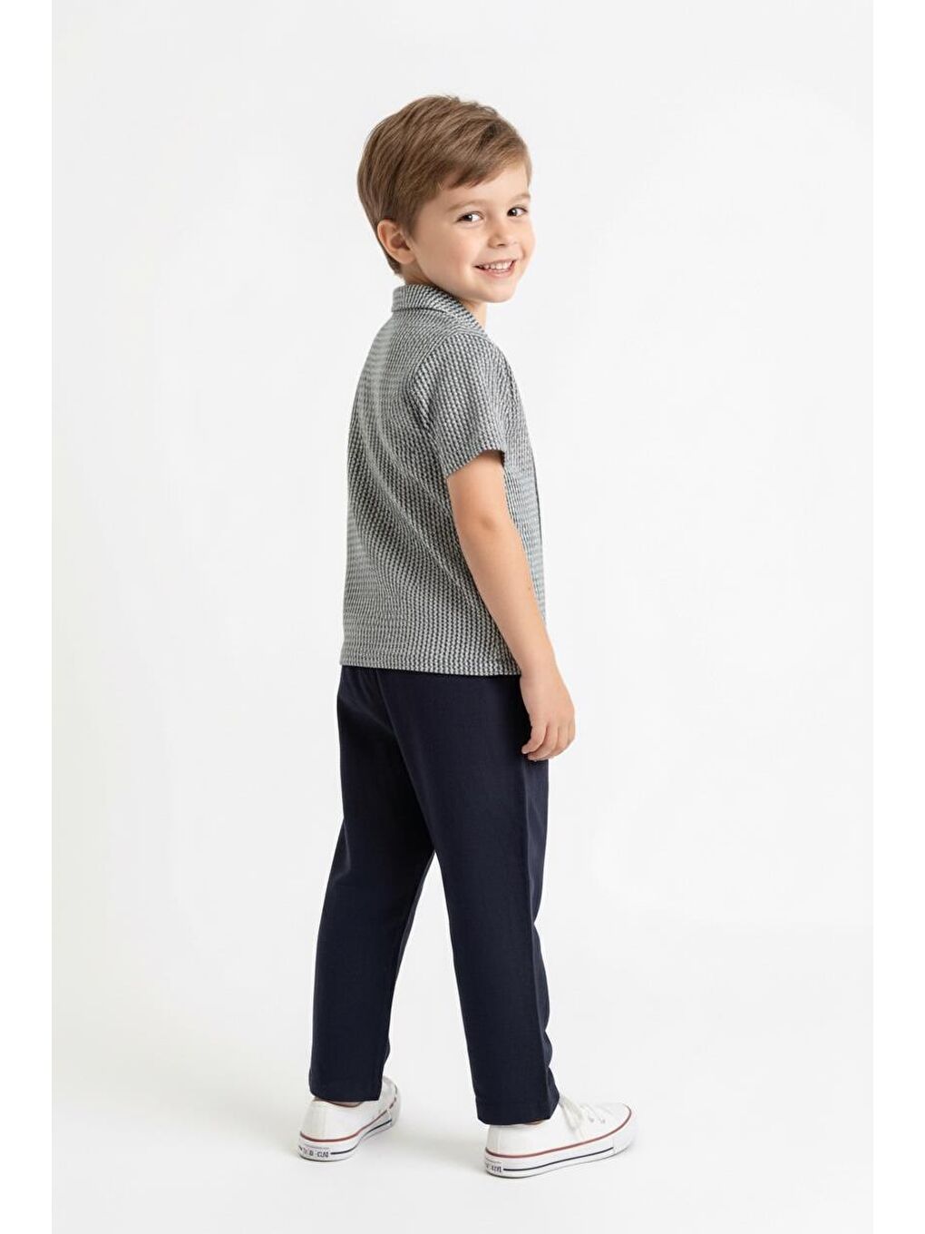 Haki Kabartma Çizgili Gömlek 2li Takım-1