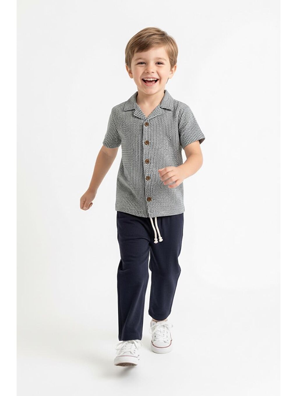 Haki Kabartma Çizgili Gömlek 2li Takım-2