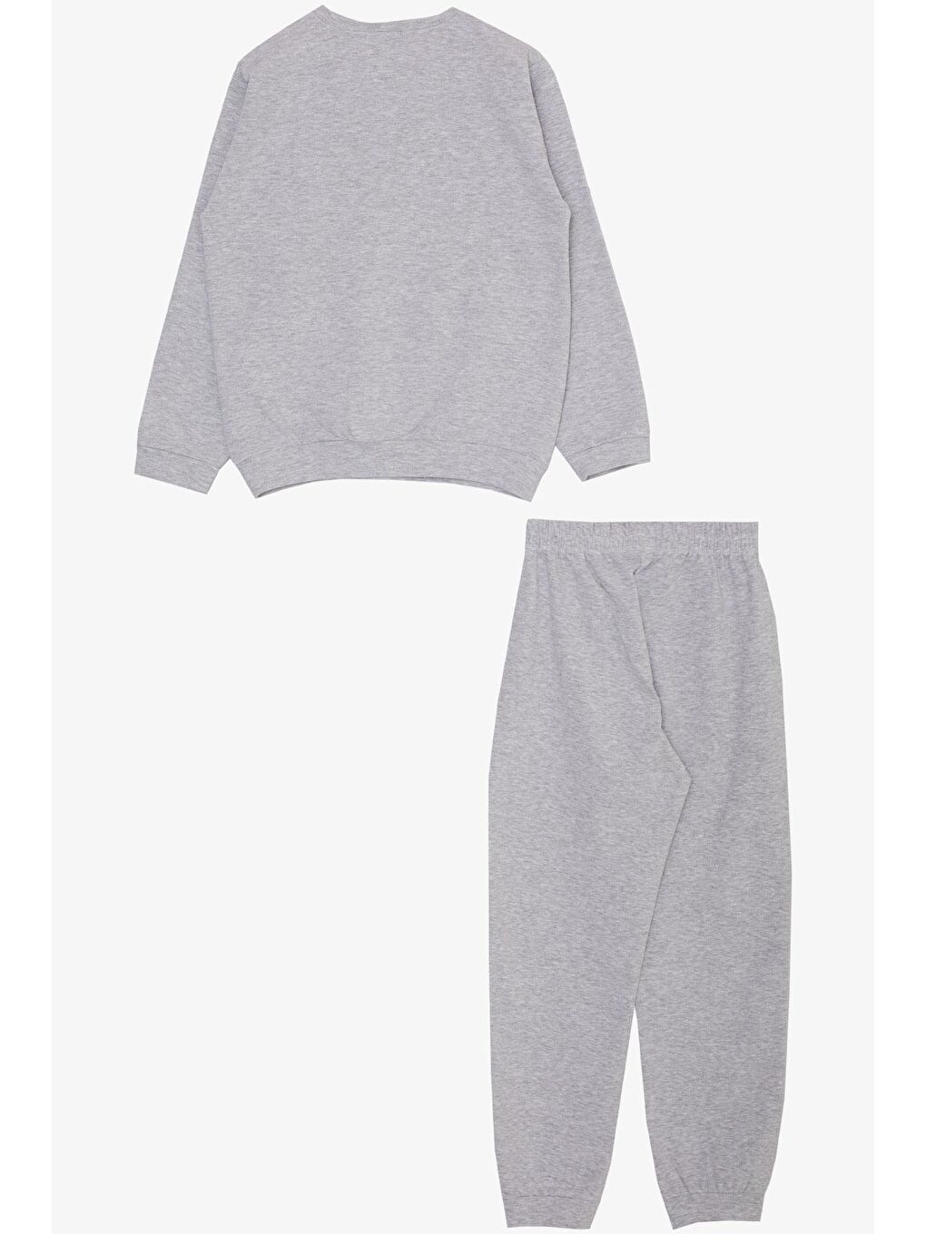 Erkek Çocuk Eşofman Takım Yazı Baskılı Açık Gri Melanj (4 Yaş)-1