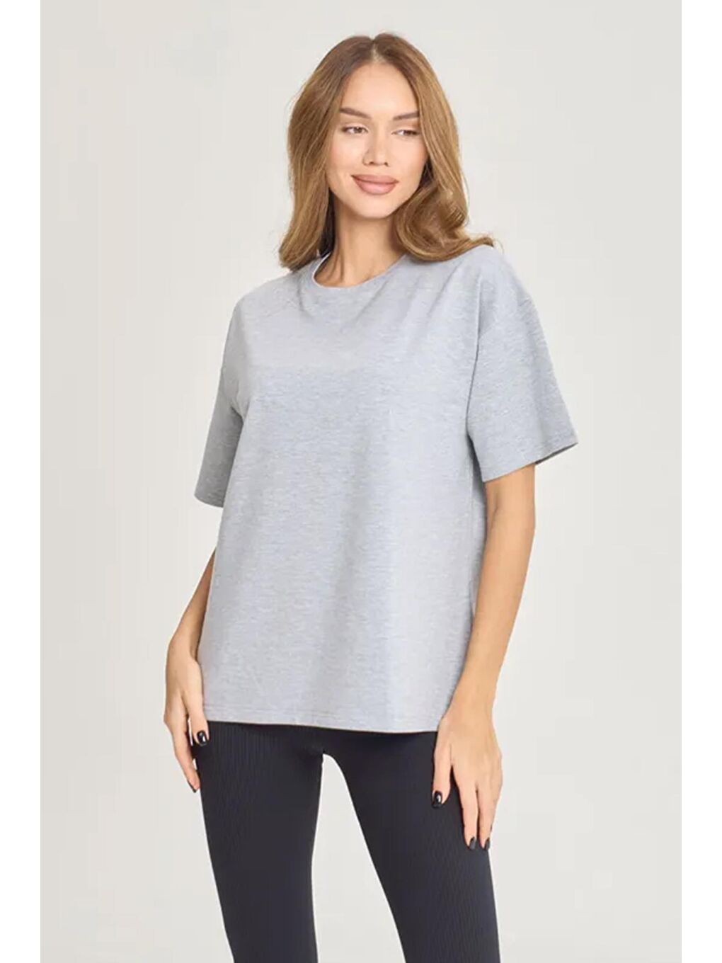 uyguntarz Gri Unisex Pamuklu Oversize Basic Tshirt - 1