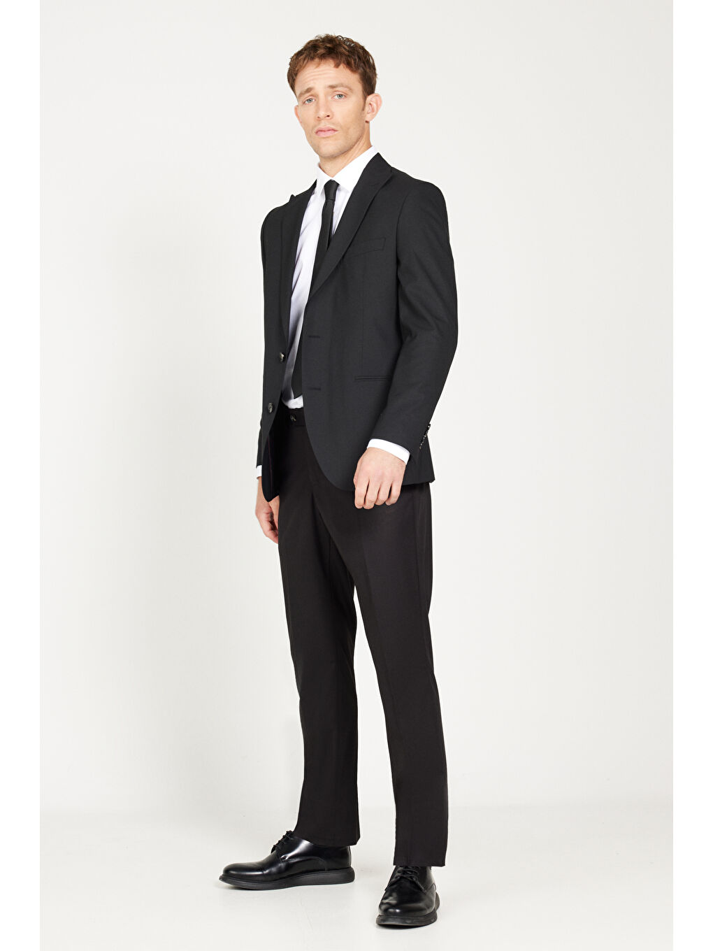 Erkek Siyah Ekstra Slim Fit Siyah Spor Takım Elbise-1