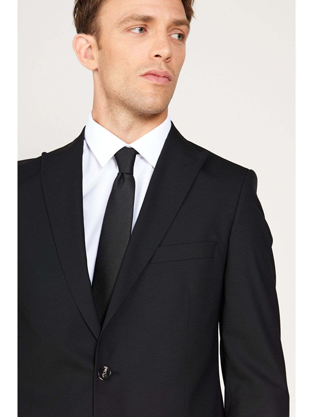 Erkek Siyah Ekstra Slim Fit Siyah Spor Takım Elbise-4