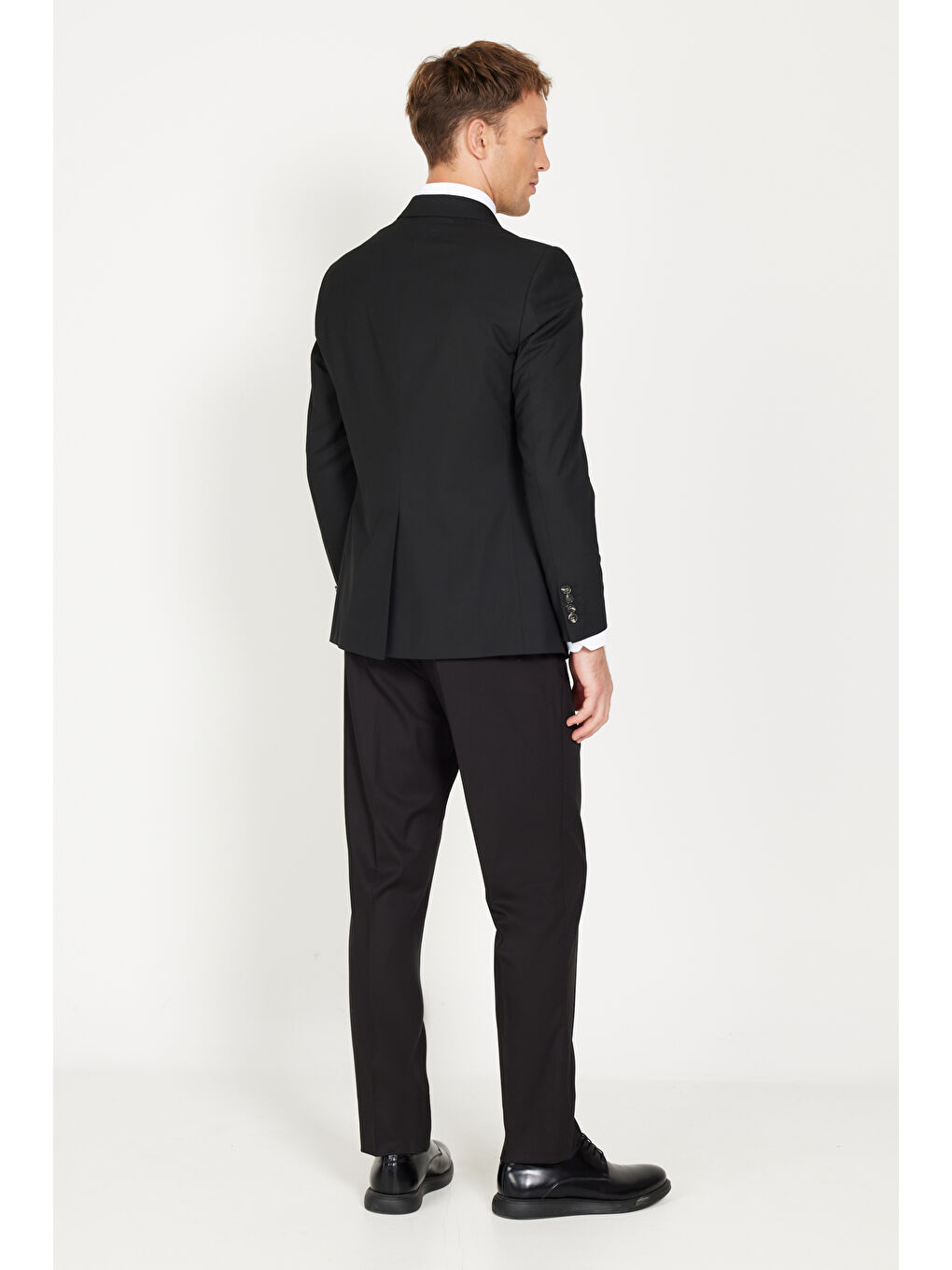 Erkek Siyah Ekstra Slim Fit Siyah Spor Takım Elbise-5