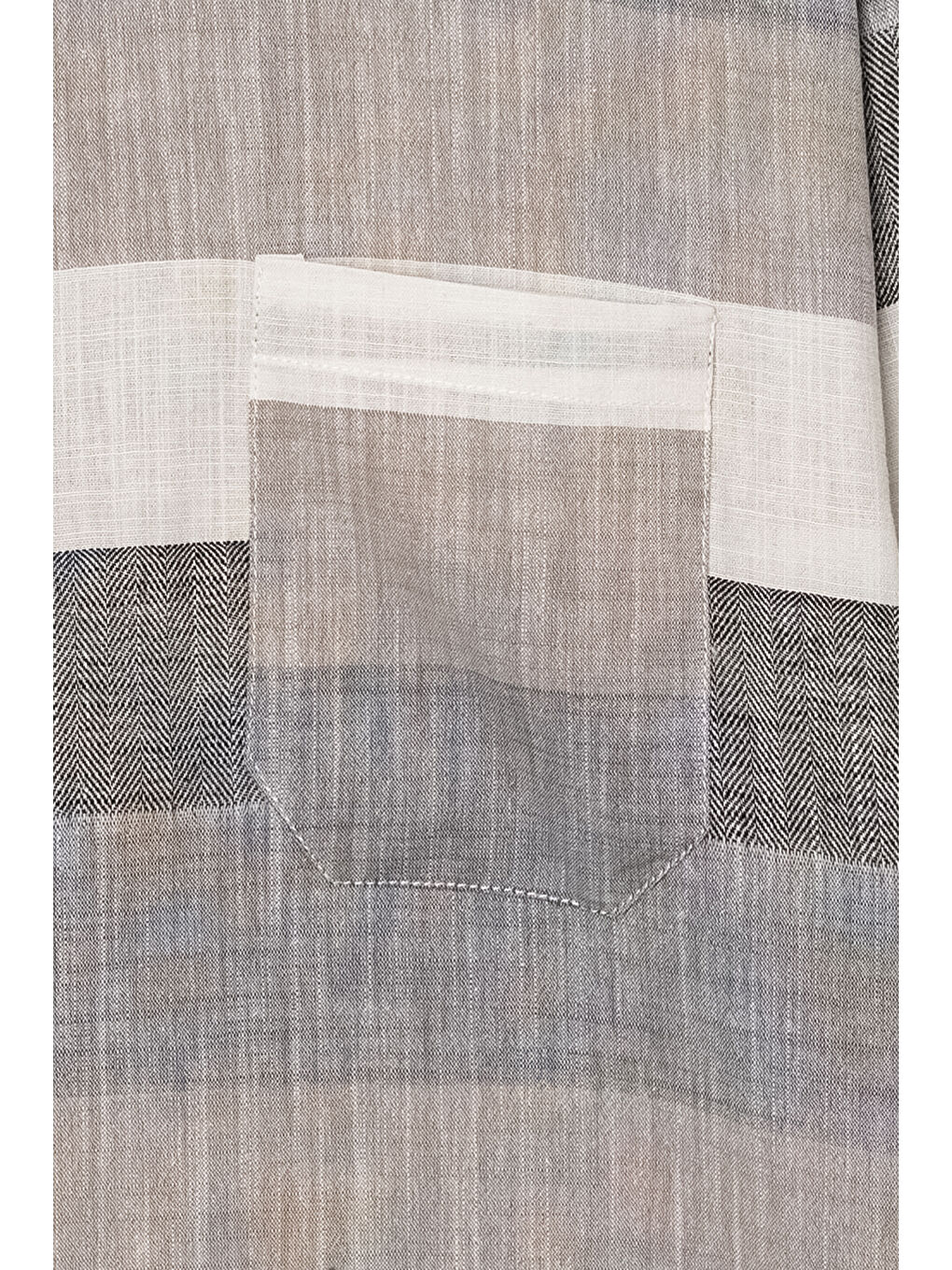 Gri Erkek Çocuk Renk Desenli Keten Gömlek P1008-1