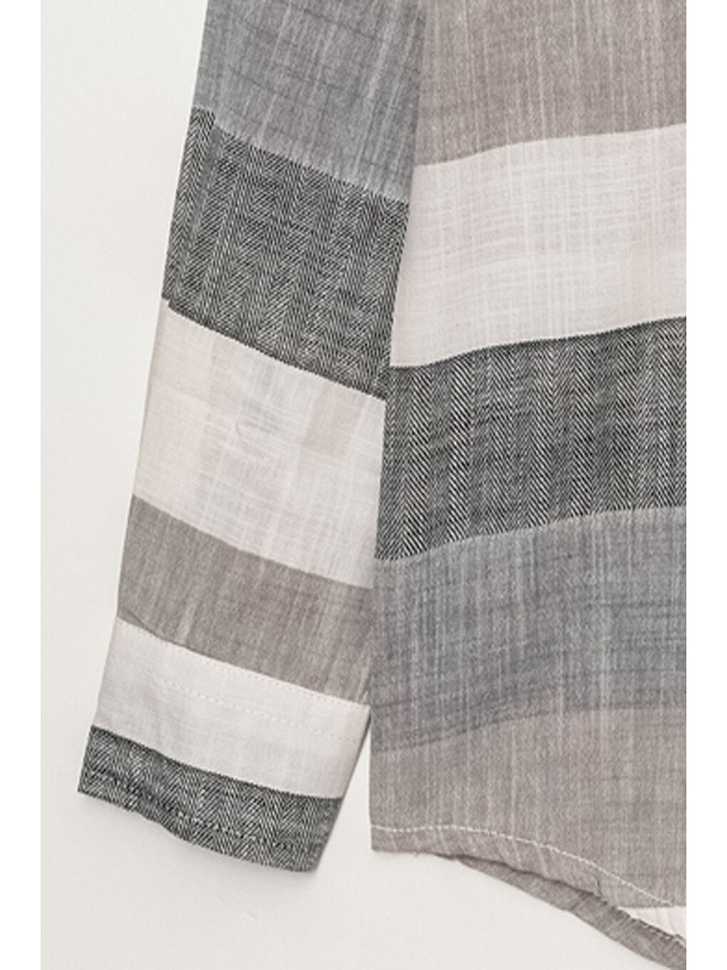 Gri Erkek Çocuk Renk Desenli Keten Gömlek P1008-2