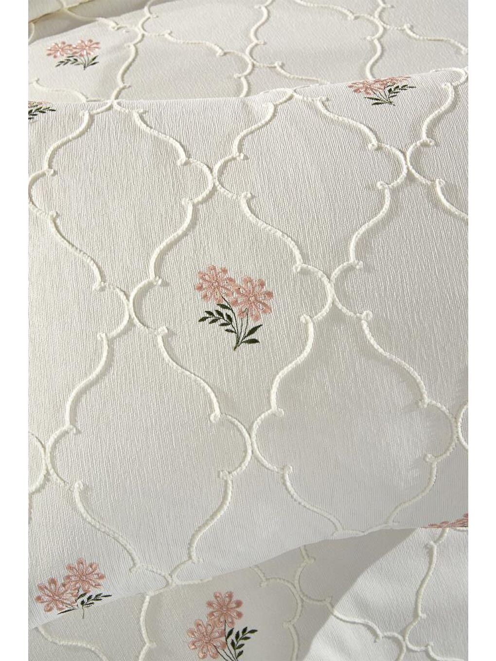 Karışık Nevra Nakışlı Şönil 2 Parça Tek Kişilik Yatak Örtüsü-4