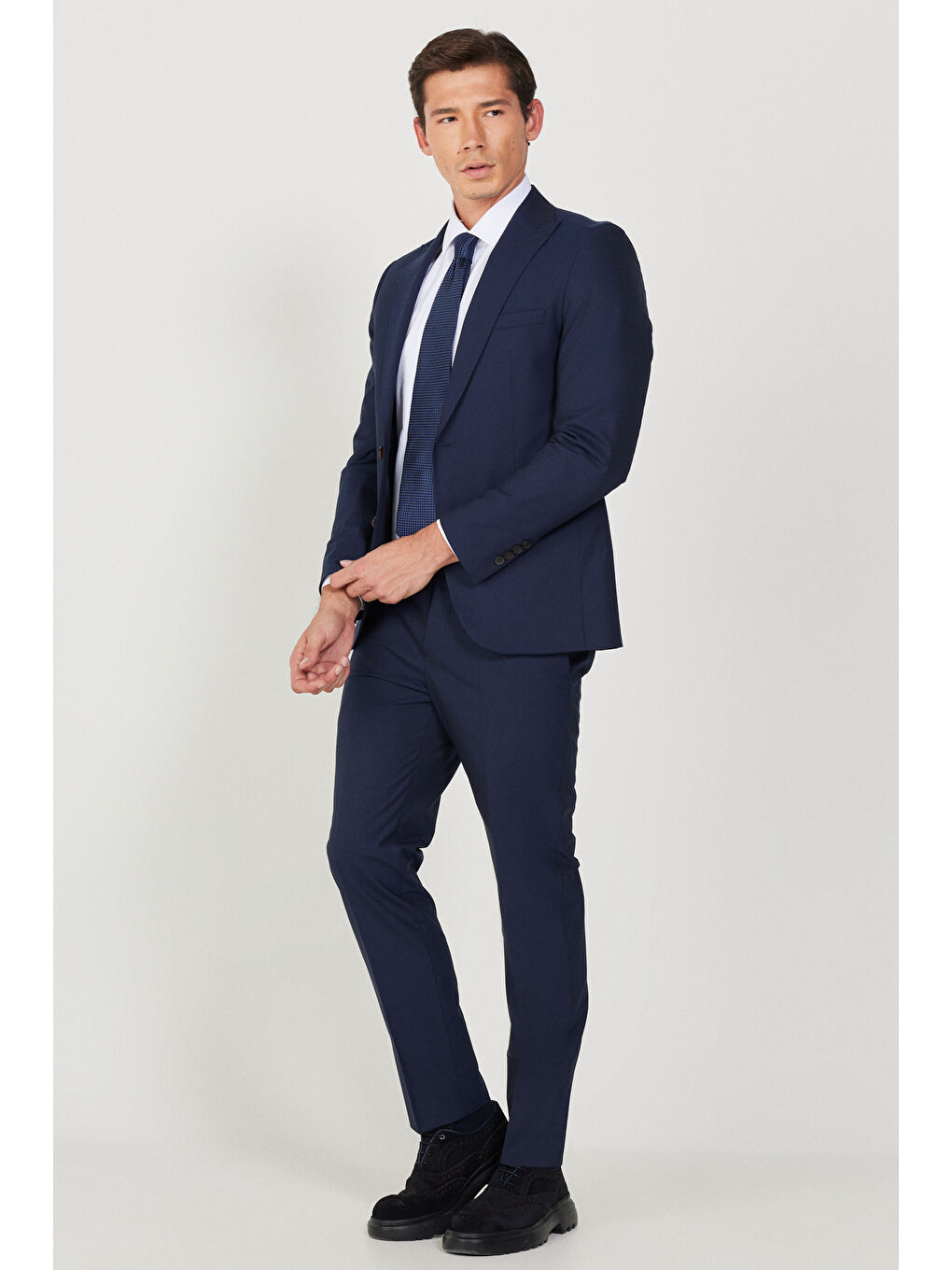 Erkek Lacivert Ekstra Slim Fit Spor Takım Elbise-3