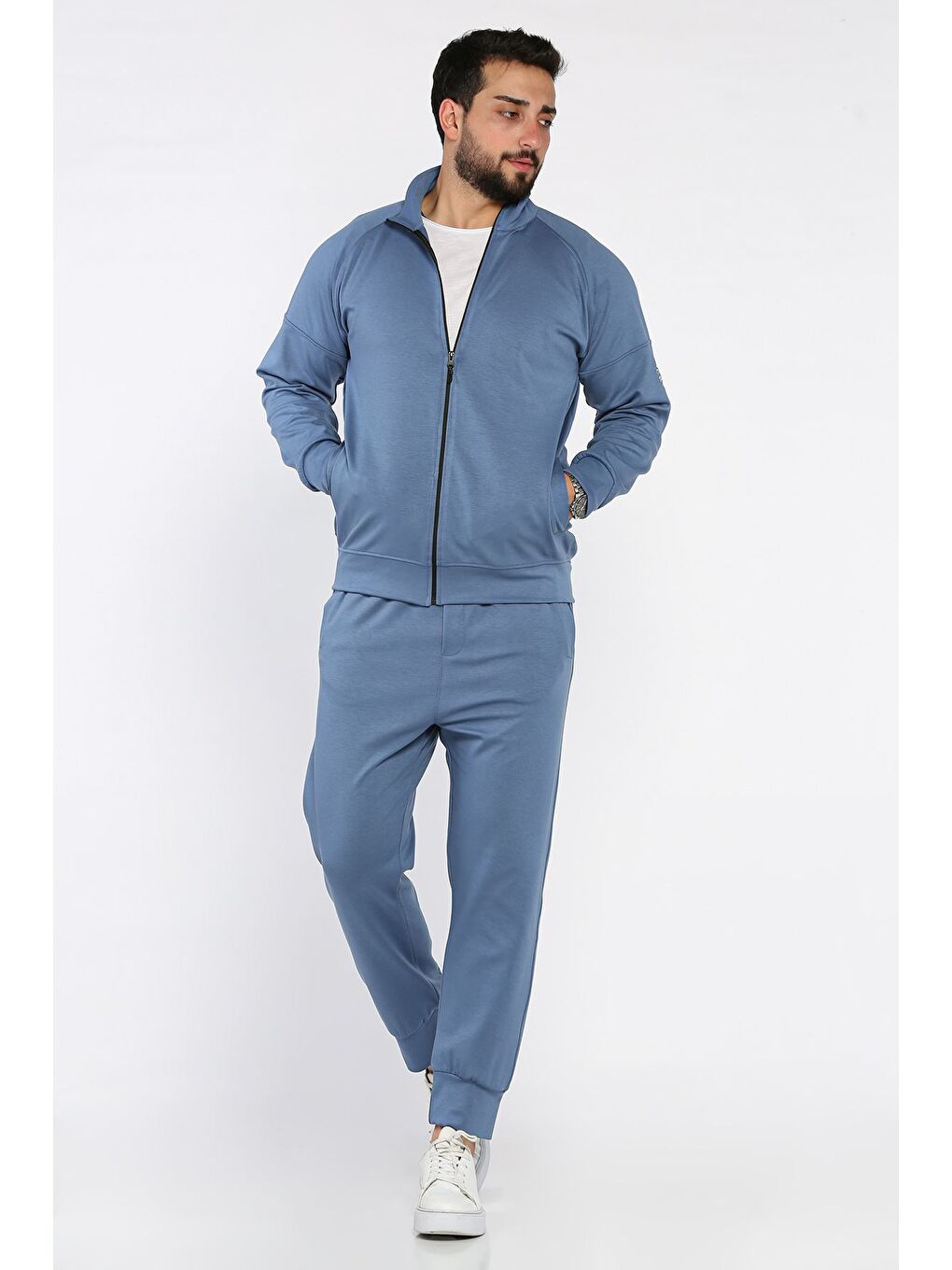 İndigo Kol Detaylı Erkek Eşofman Takımı