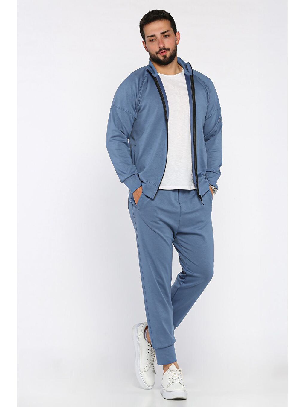 İndigo Kol Detaylı Erkek Eşofman Takımı-2