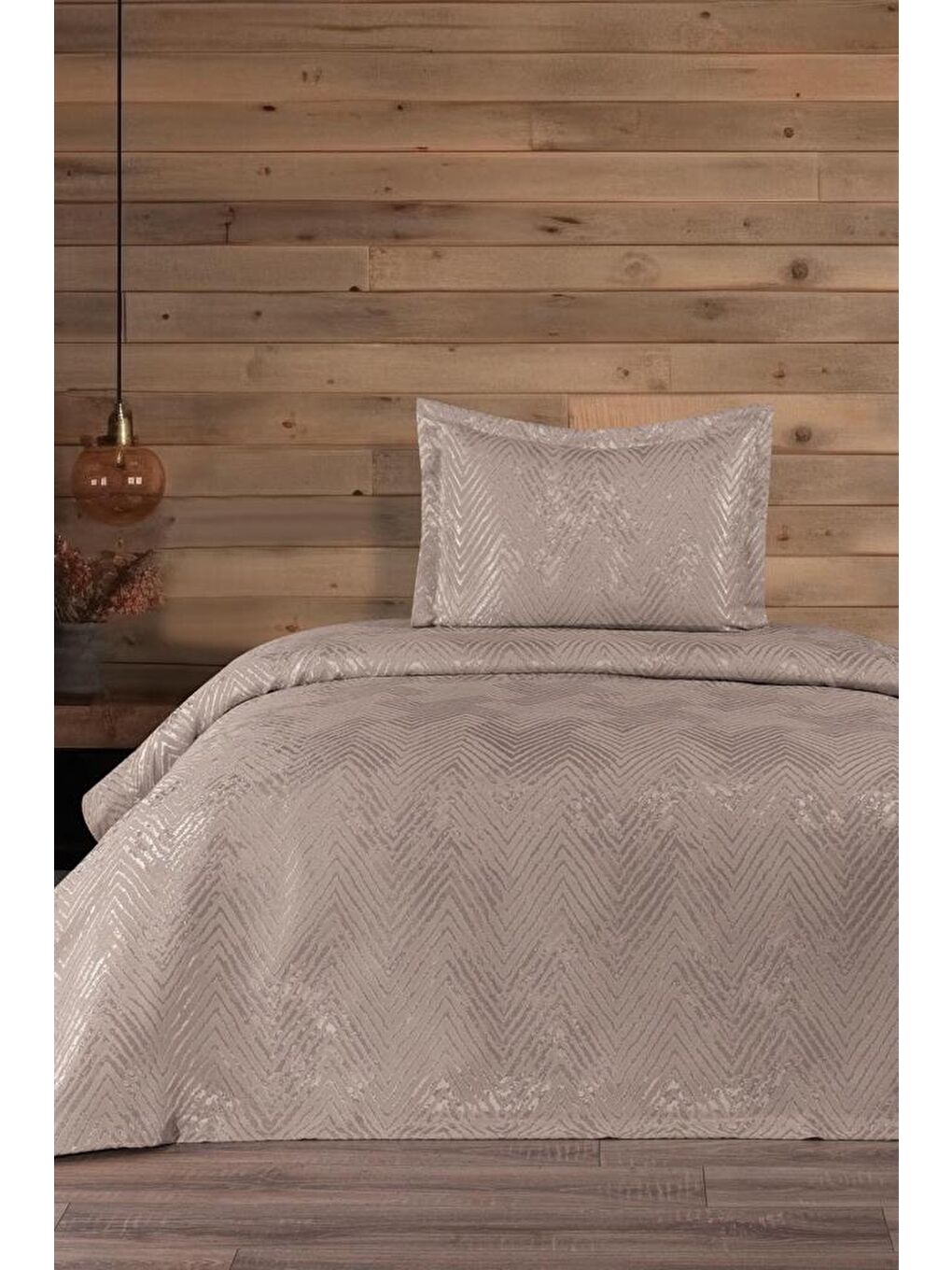 Asu Jakarlı Tek Kişilik Yatak Örtüsü Bej-1