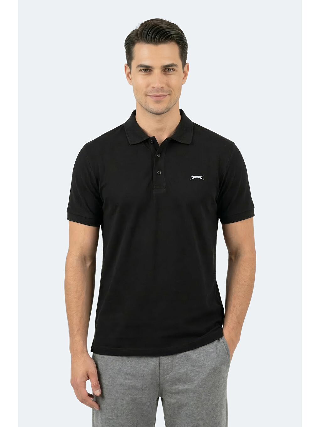 Katına Erkek Polo Yaka Siyah Tişört