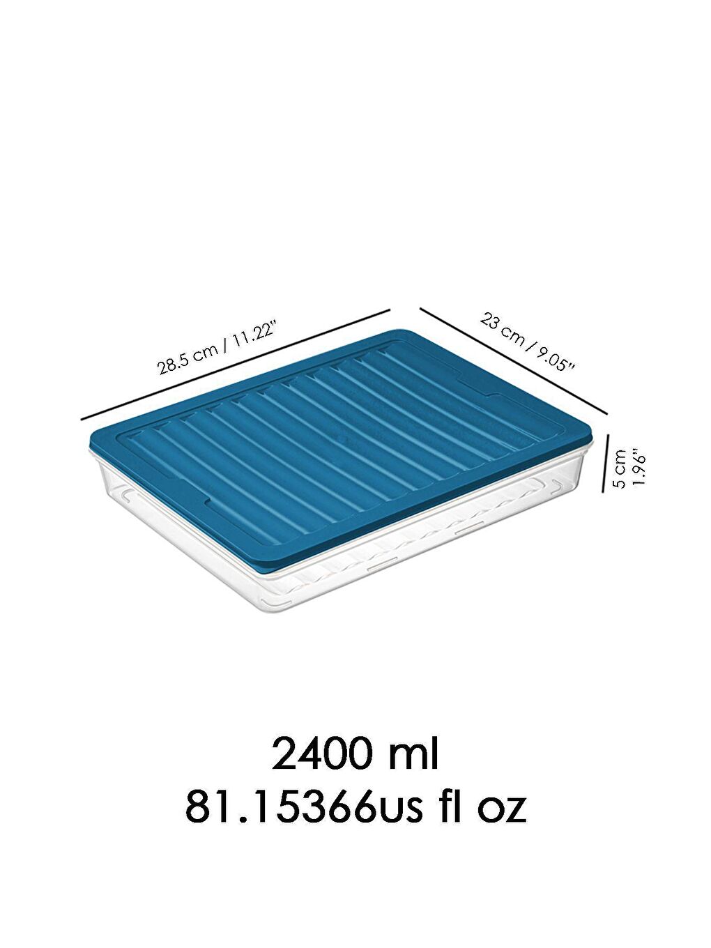 4'lü Buzdolabı Organizer Mikrodalga Ve Difrize Uygun Saklama Kabı Petrol 4 x 2400 ml-5