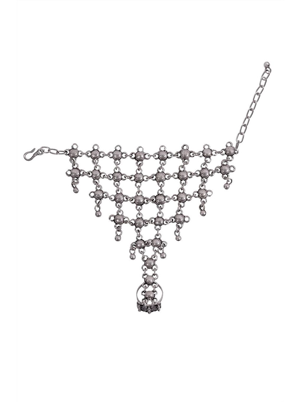 Gri Kadın Antik Gümüş Kaplama Kişniş Model Ayarlanabilir Yüzük Detaylı Şahmeran-1