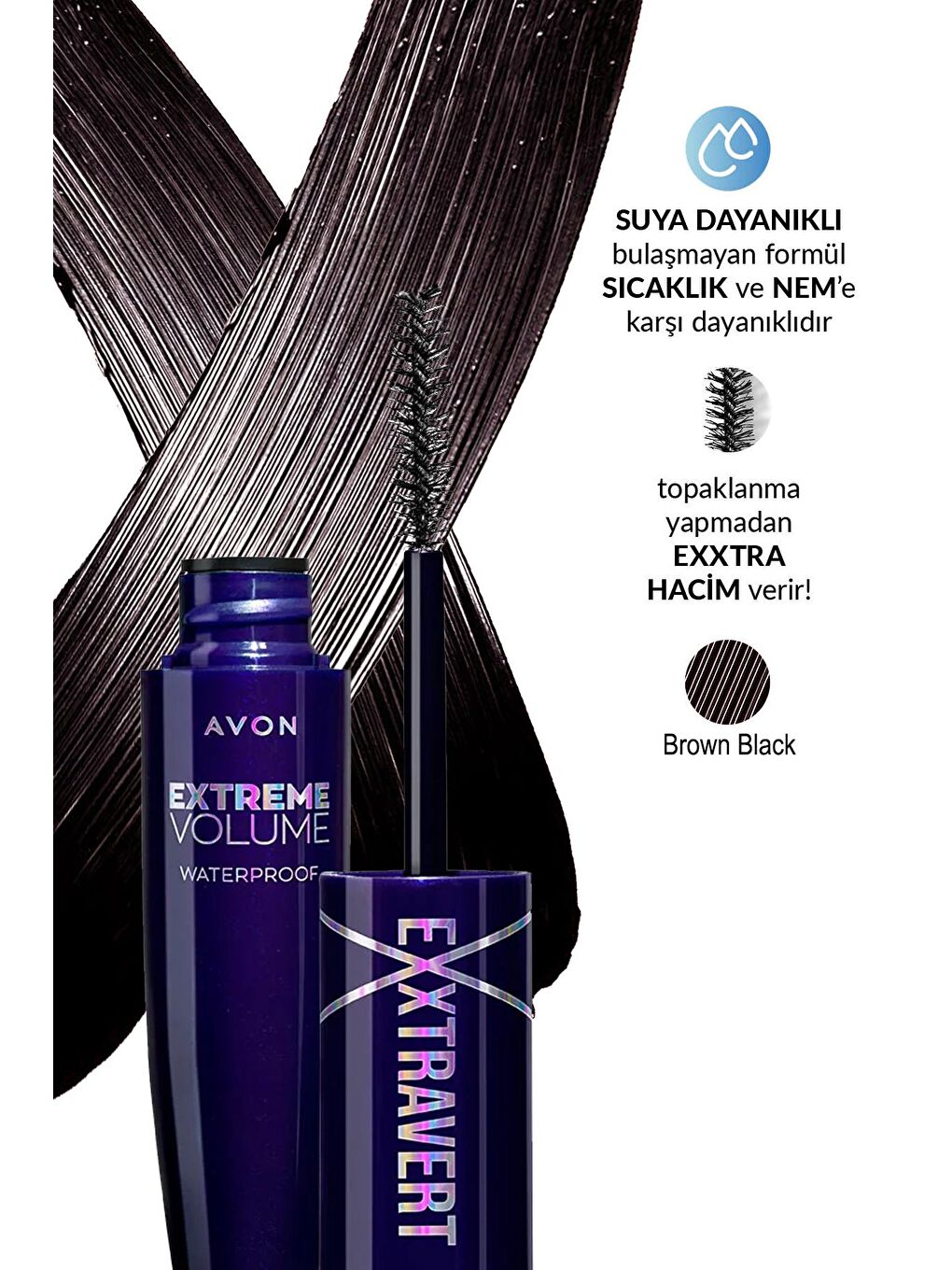 AVON Renksiz Exxtravert Extreme Suya Dayanıklı Volume Maskara Brown Black - 2