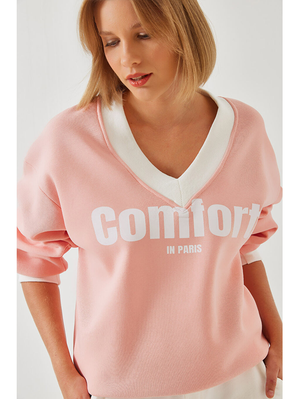 SHADE Pembe Kadın Comfort Baskılı Sweatshirt