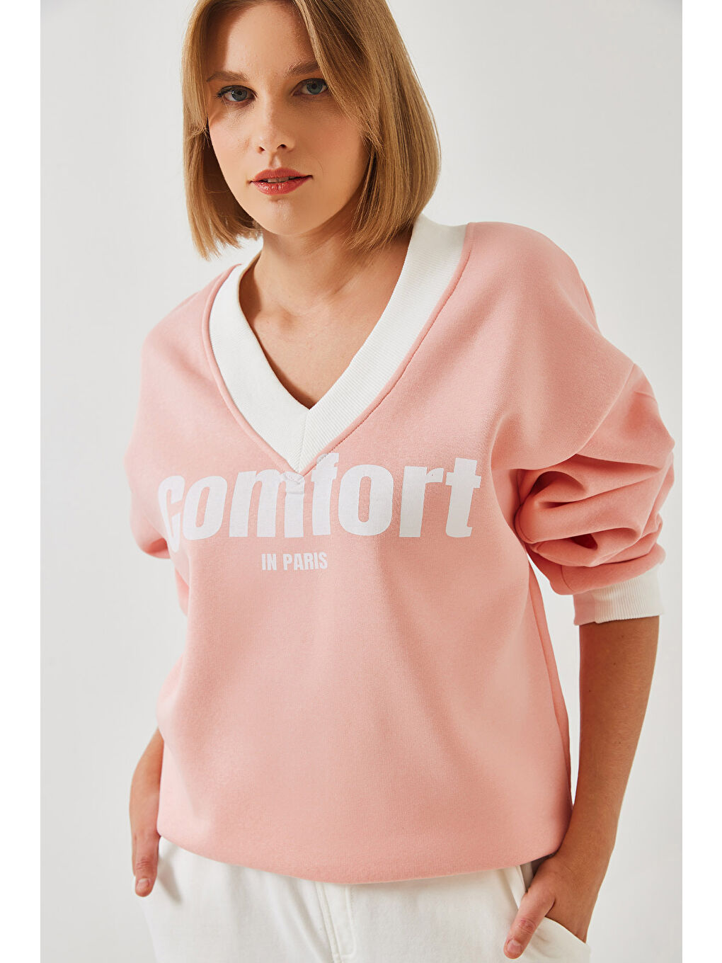 SHADE Pembe Kadın Comfort Baskılı Sweatshirt - 1