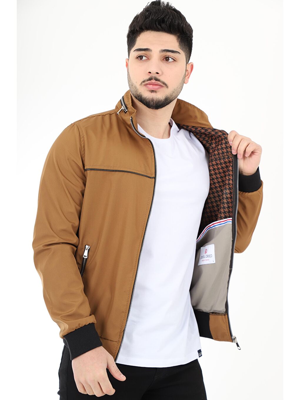 Kahverengi Bondit Ense Fermuarlı Mevsimlik Mont PLDP 2906-3