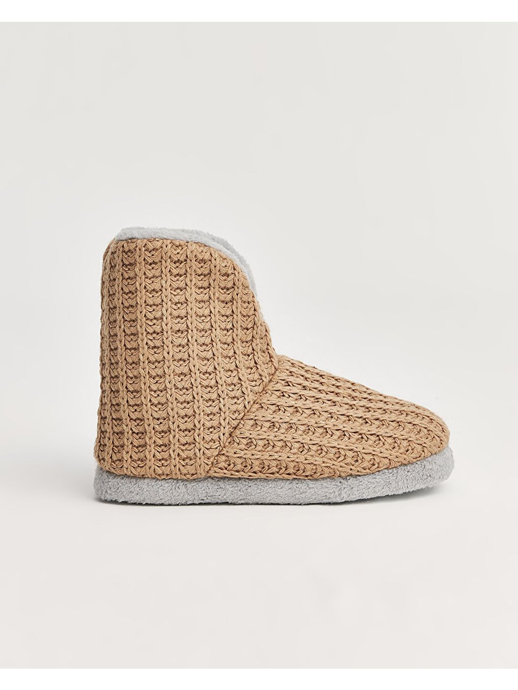 Kahverengi Kadın Triko Örgü Detaylı Panduf - NIKOS-2