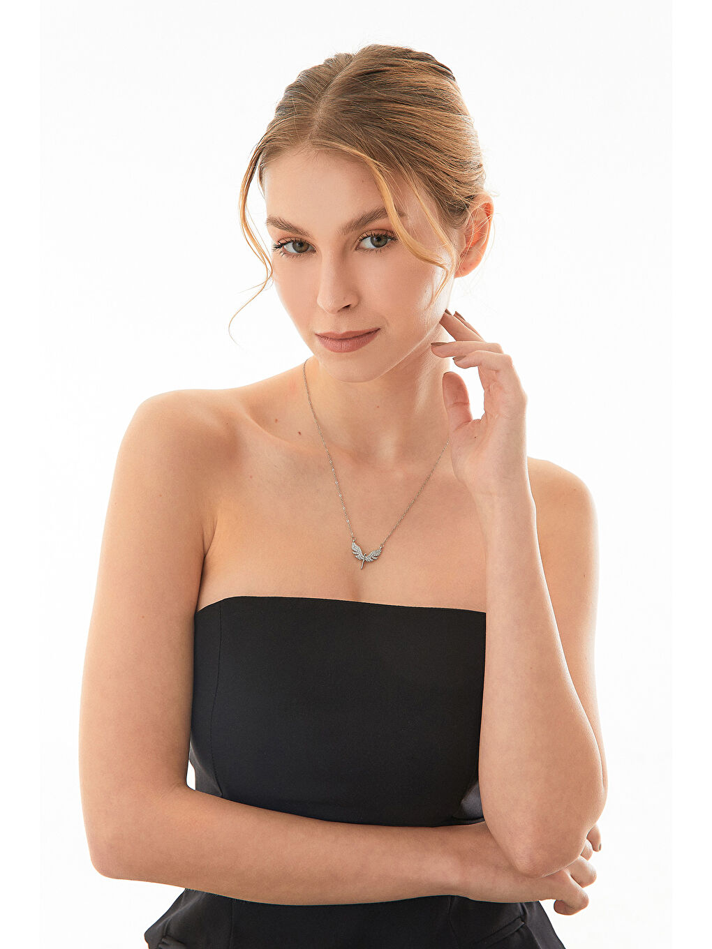 Gri Taşlı Açılabilir Yonca Çelik Kolye