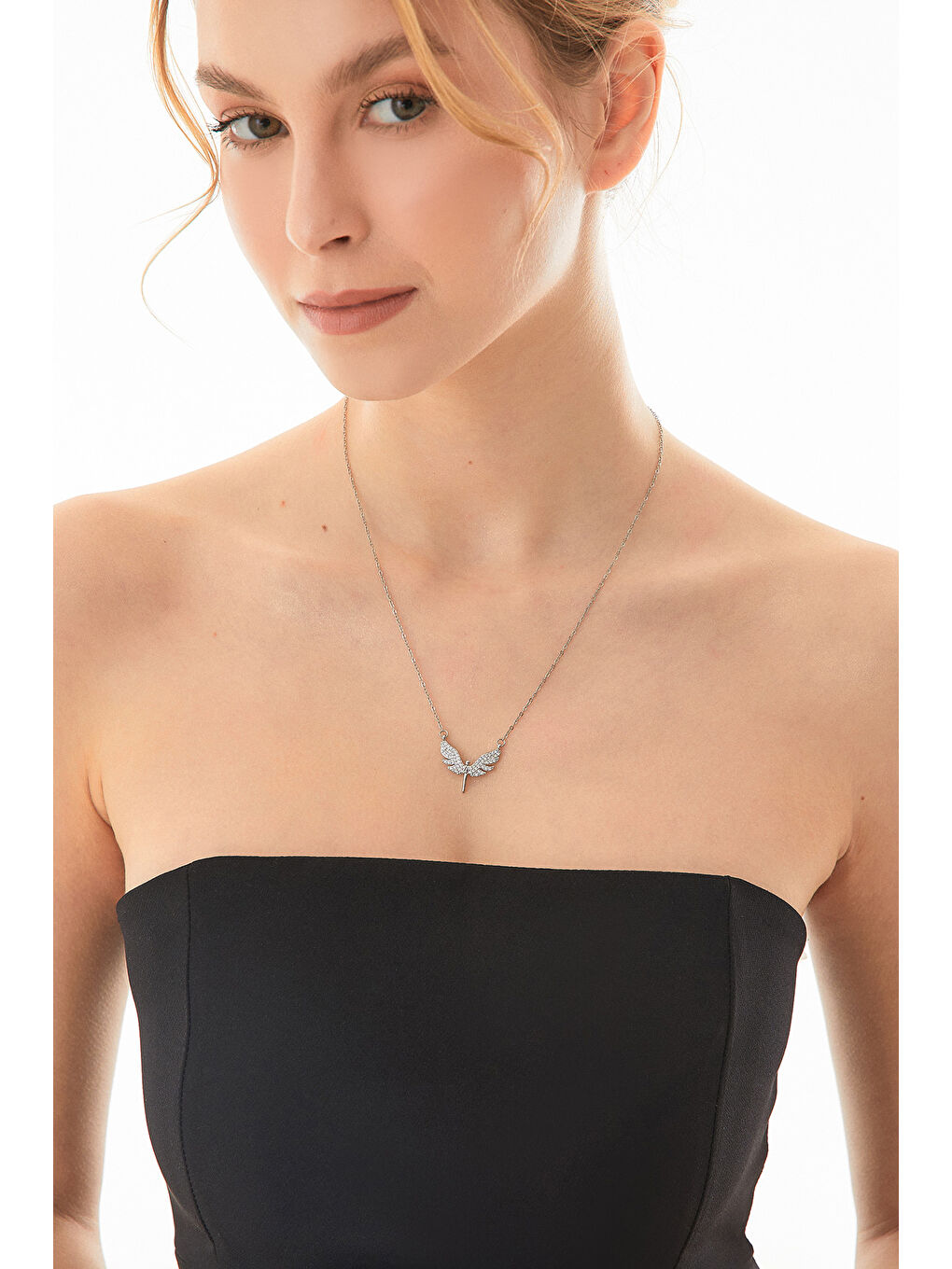 Gri Taşlı Açılabilir Yonca Çelik Kolye-2