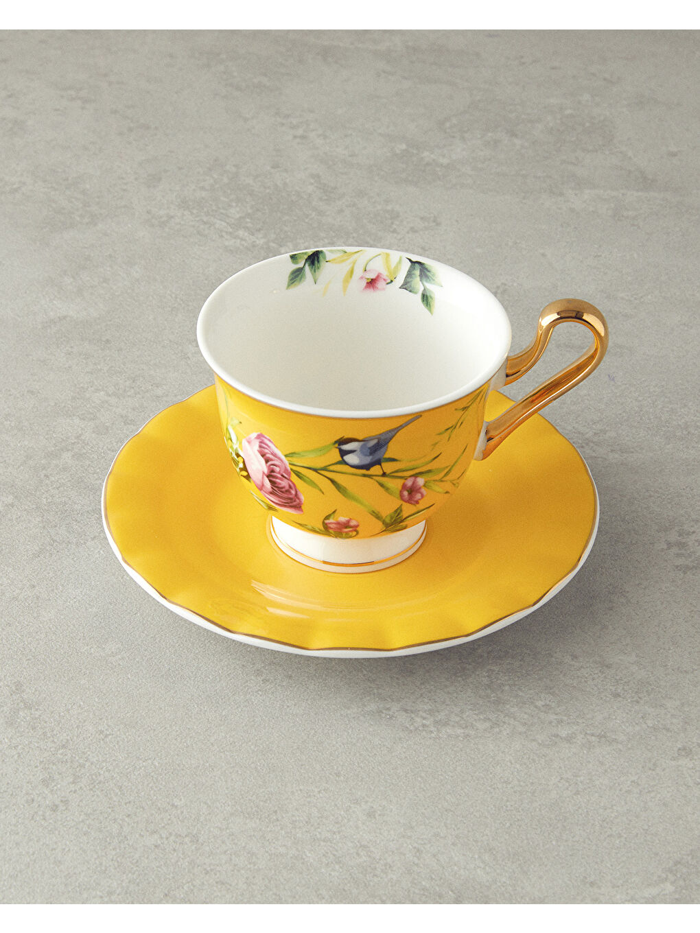 Vanilla New Bone China Çay Fincanı Takımı 4 Parça 2 Kişilik Sarı-1