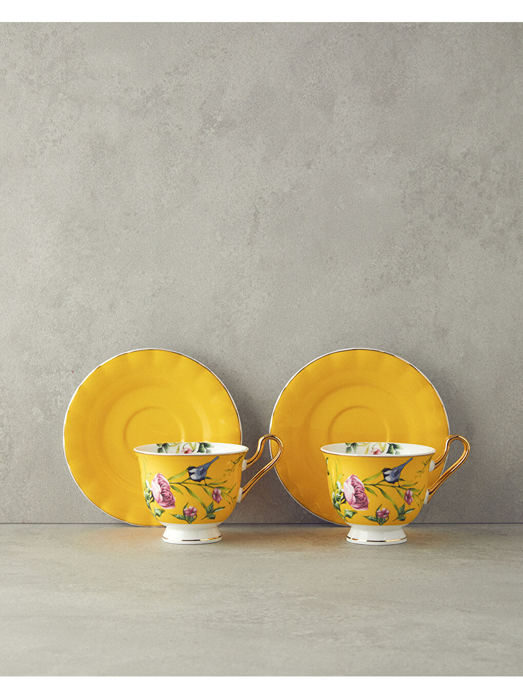 Vanilla New Bone China Çay Fincanı Takımı 4 Parça 2 Kişilik Sarı-2