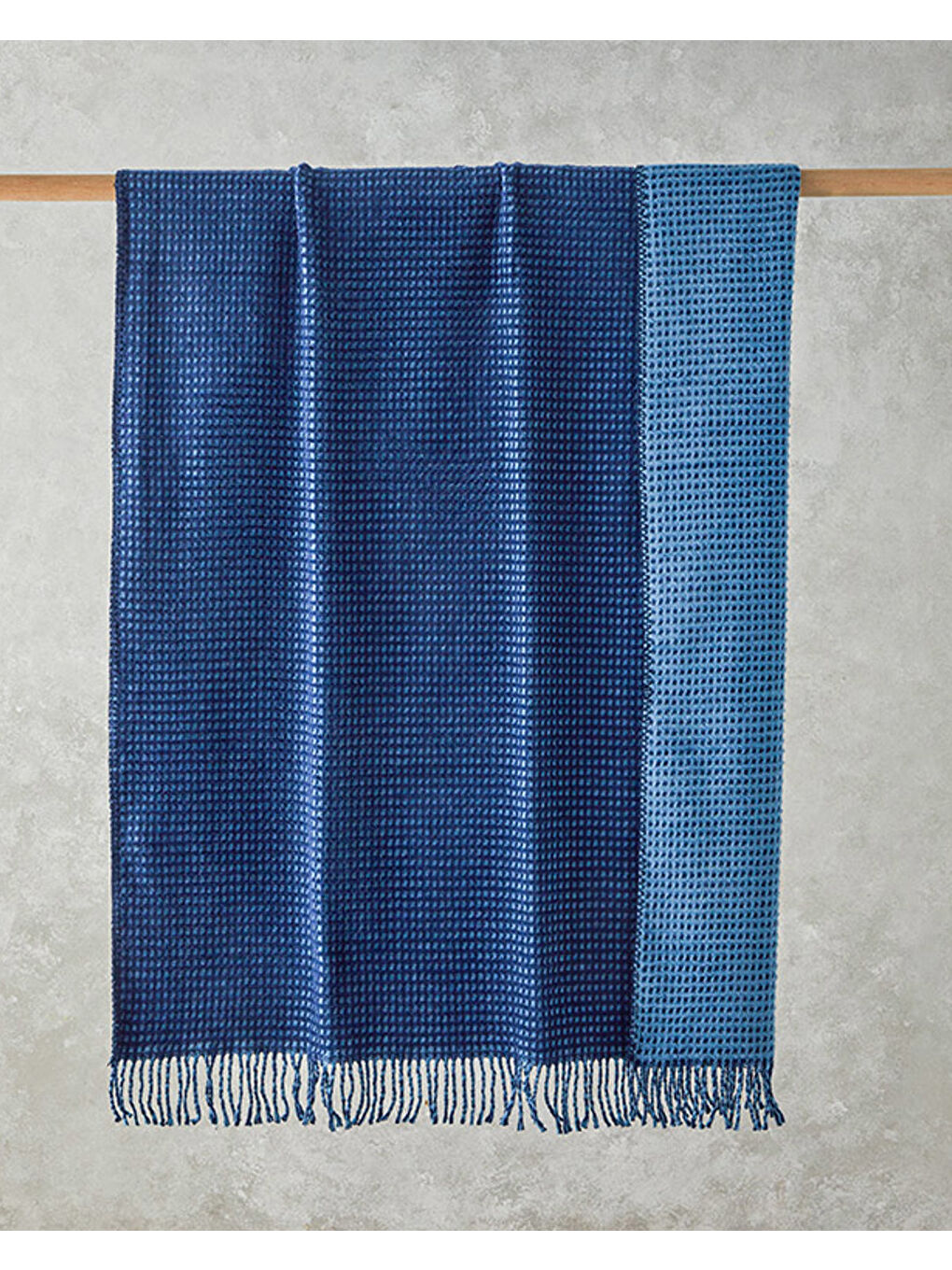 Plain Waffle Pamuklu Tv Battaniyesi Lacivert- Mavi