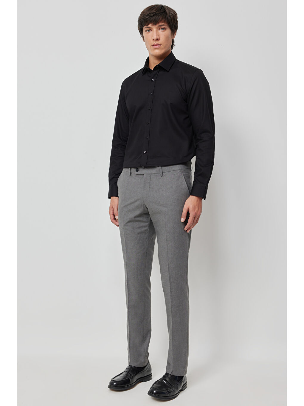 Erkek Gri Slim Fit Klasik Pantolon-2