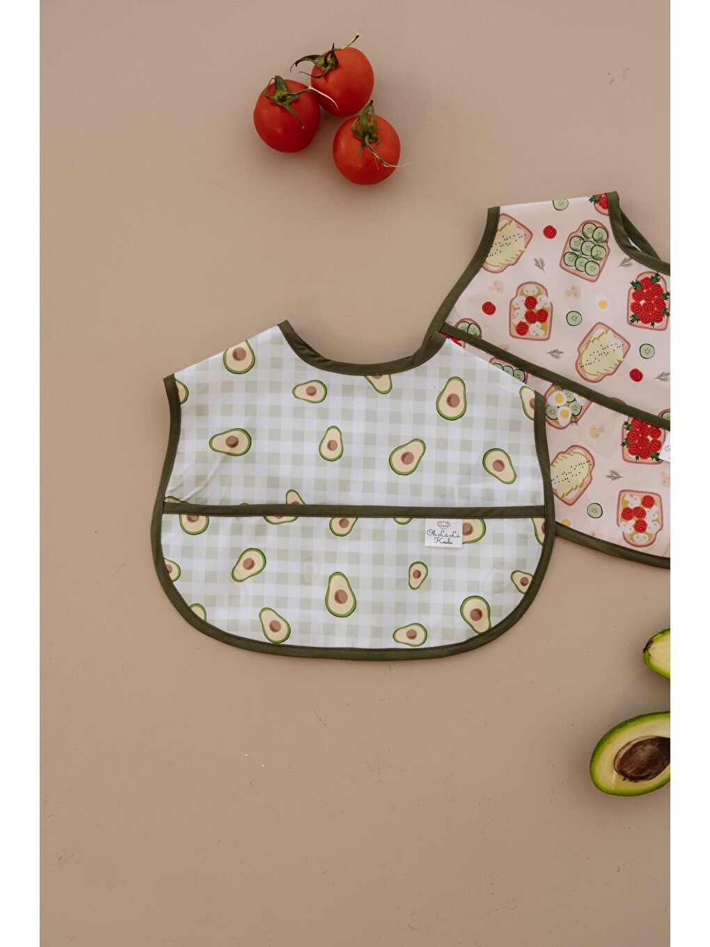 Yeşil Biyeli 2li Sıvı Geçirmez Mama Önlüğü 6-36 AY-1