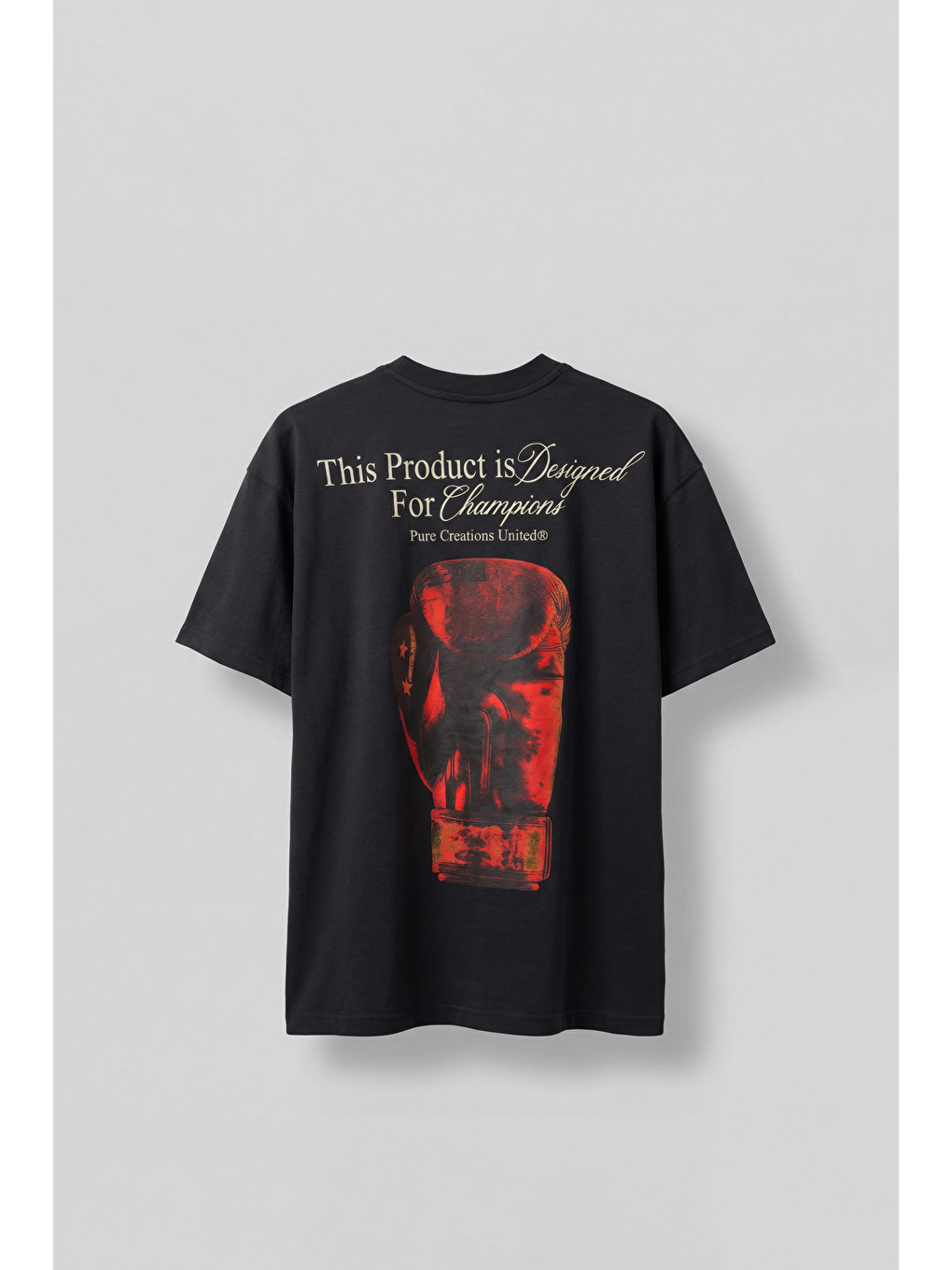 Erkek Oversize Boks Baskılı Pamuklu T-Shirt Siyah