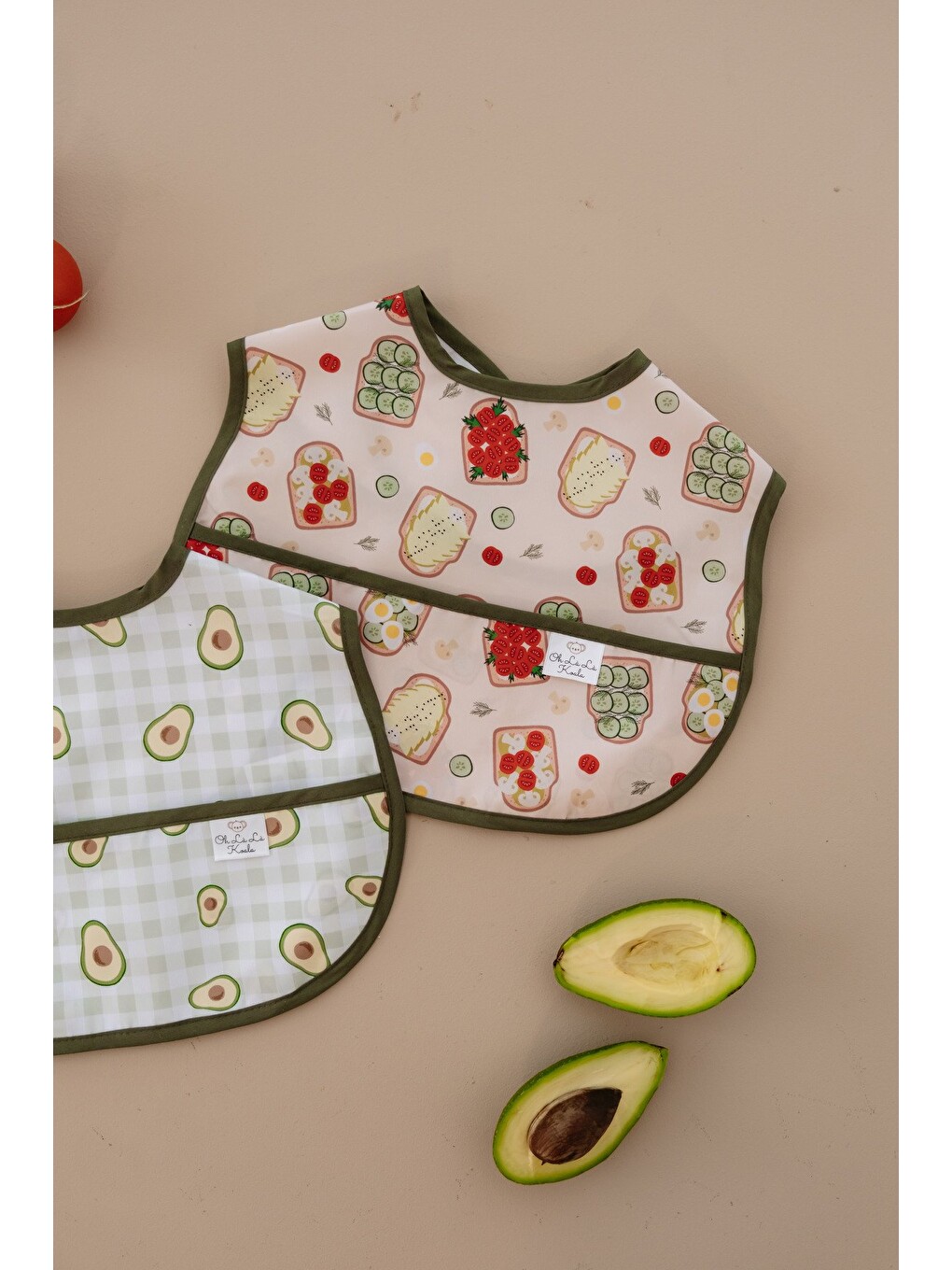 Yeşil Biyeli 2li Sıvı Geçirmez Mama Önlüğü 6-36 AY-4