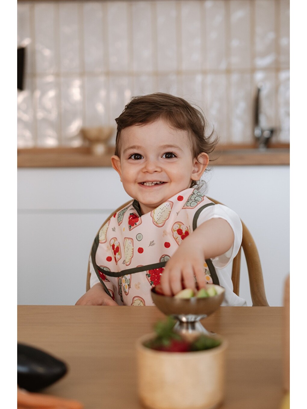 Yeşil Biyeli 2li Sıvı Geçirmez Mama Önlüğü 6-36 AY-6