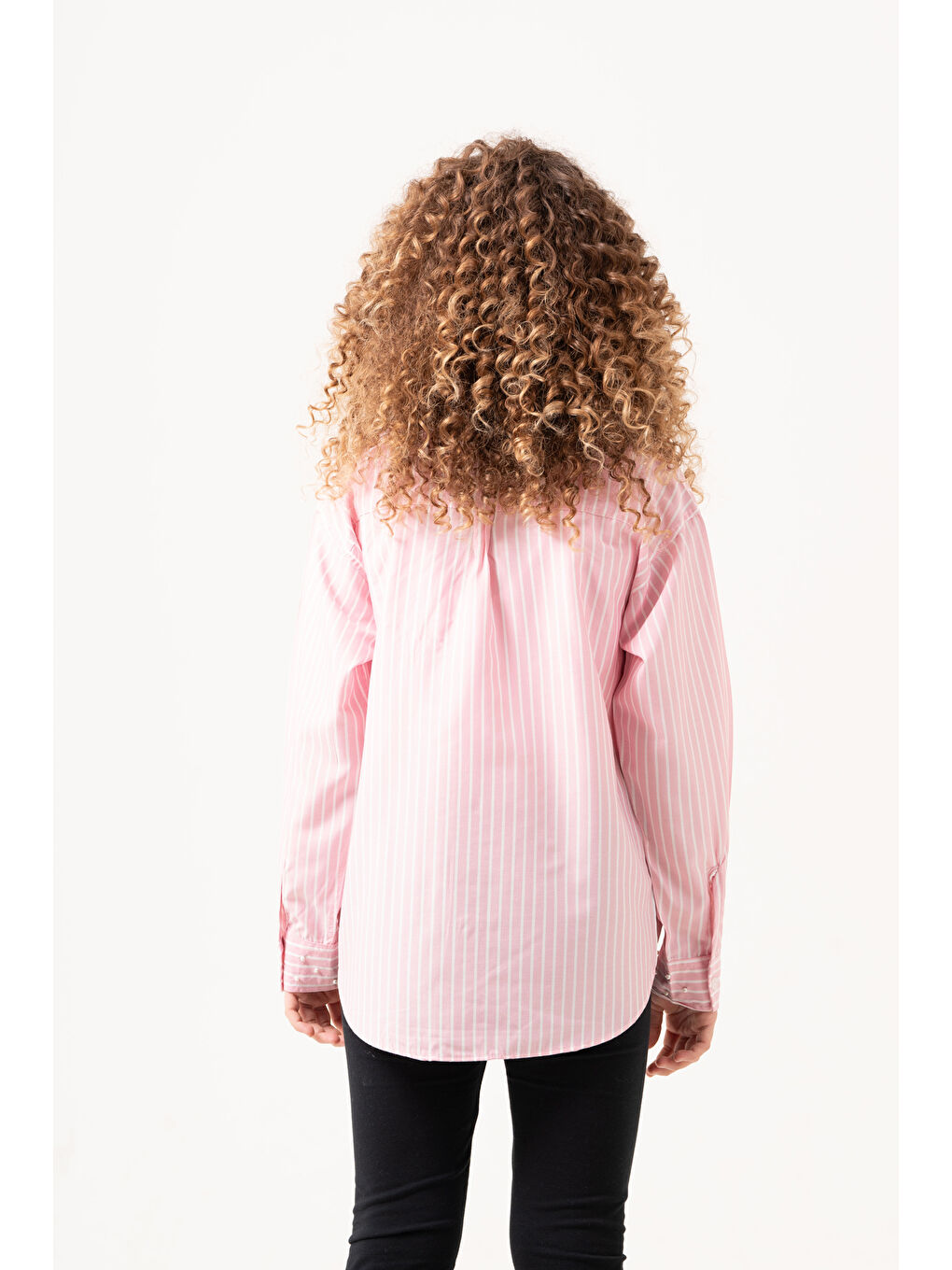 Pembe Kız Çocuk Taş Süslemeli Gömlek P1079-3