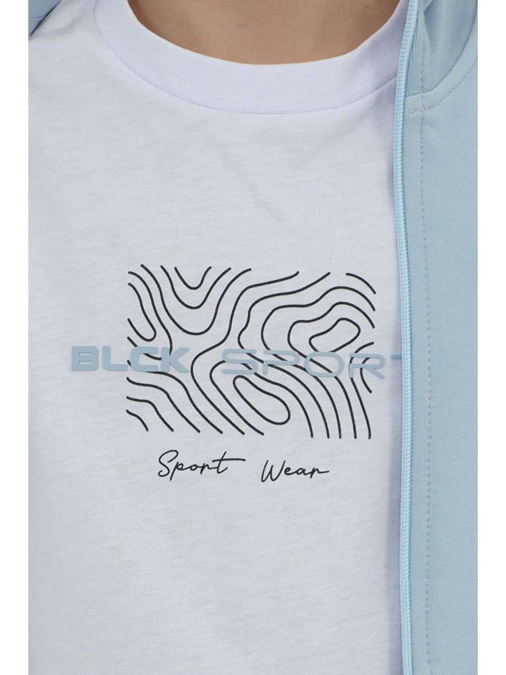 Mavi Erkek Çocuk Dik Yaka Baskı Detaylı Çift Cepli Hırkalı Üç Parça Eşofman Takımı-4