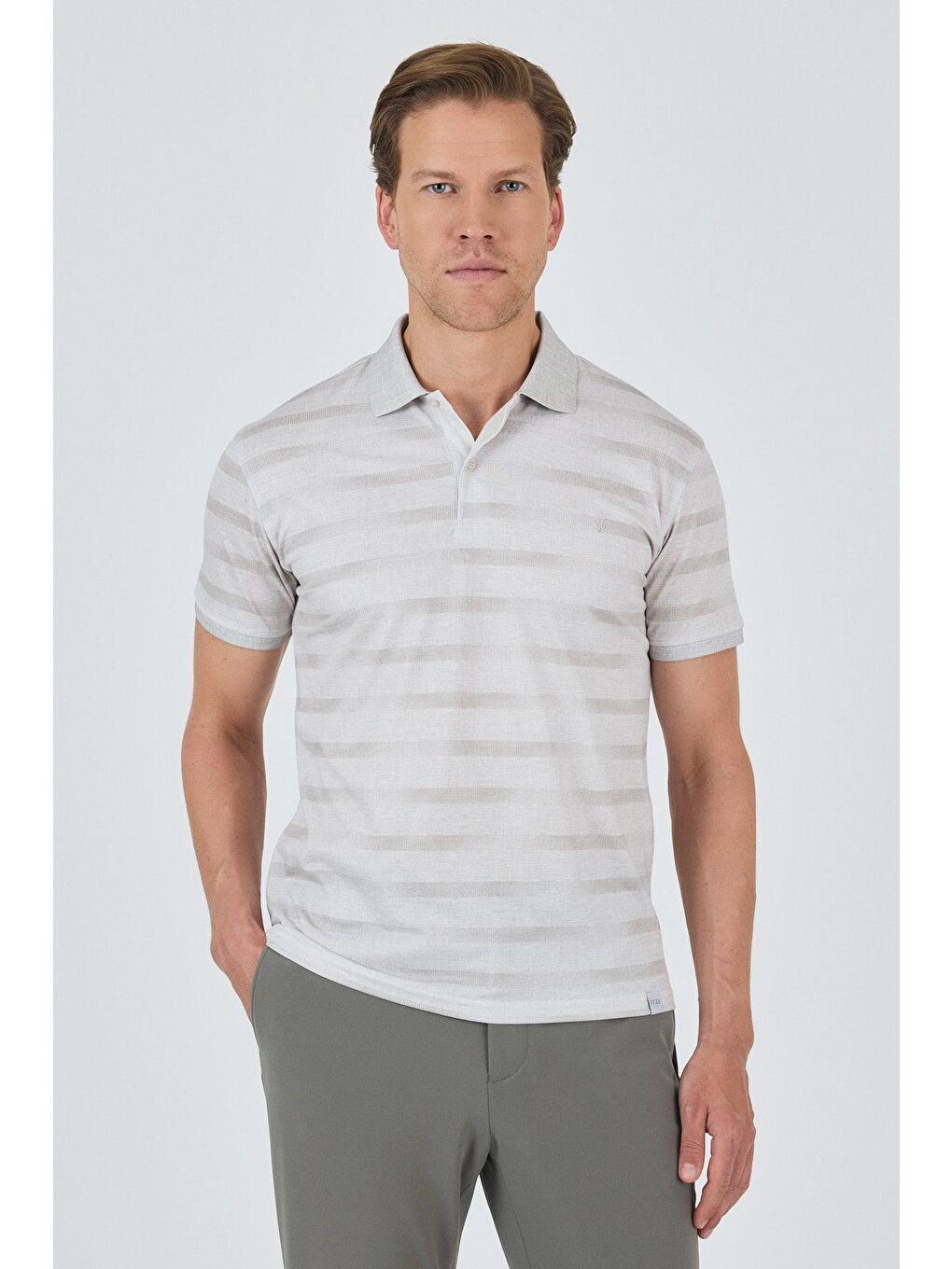 Bej Kısa Kol Baskılı Pike Polo Yaka Cepsiz Slim Fit Tişört 1011250170