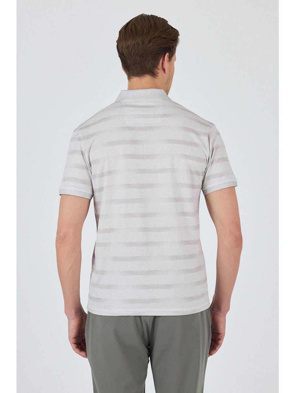 Bej Kısa Kol Baskılı Pike Polo Yaka Cepsiz Slim Fit Tişört 1011250170-4