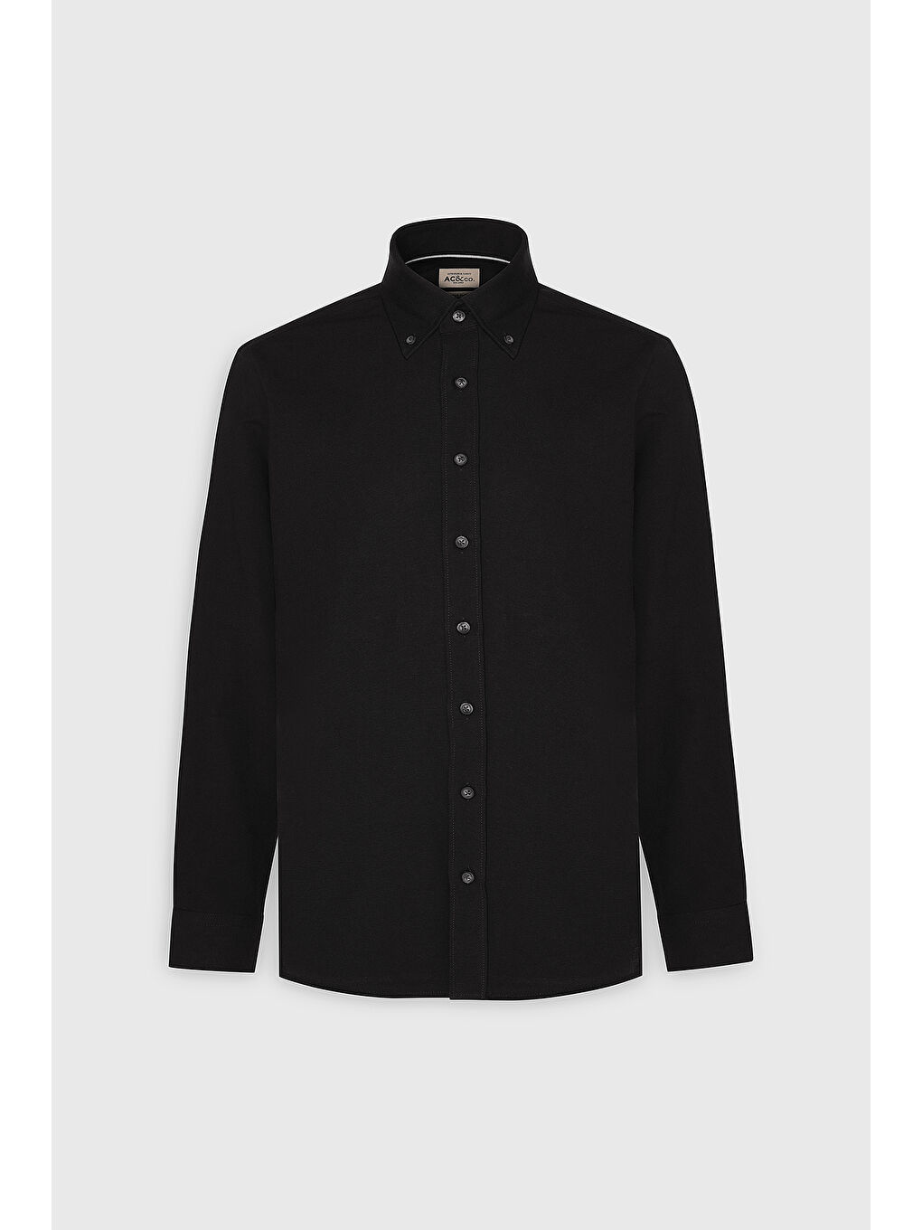 Erkek Siyah Slim Fit Dar Kesim Düğmeli Yaka Pamuklu Oxford Gömlek-8