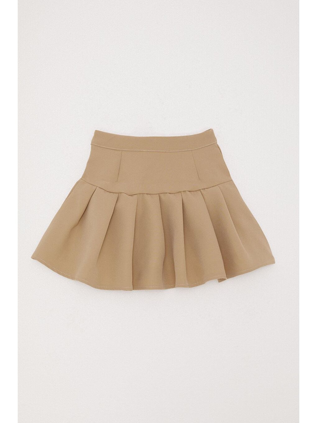 Kız Çocuk Pileli Etek Çıtçıtlı Bej (7-12 Yaş)-1