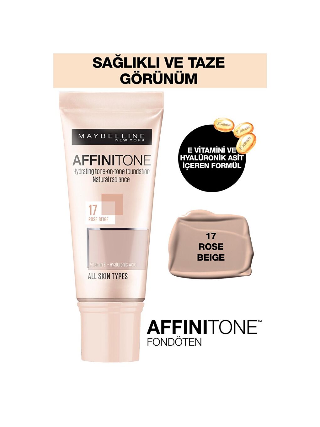 MAYBELLINE NEWYORK Bej Affinitone Fondöten - 17 Rose Beige