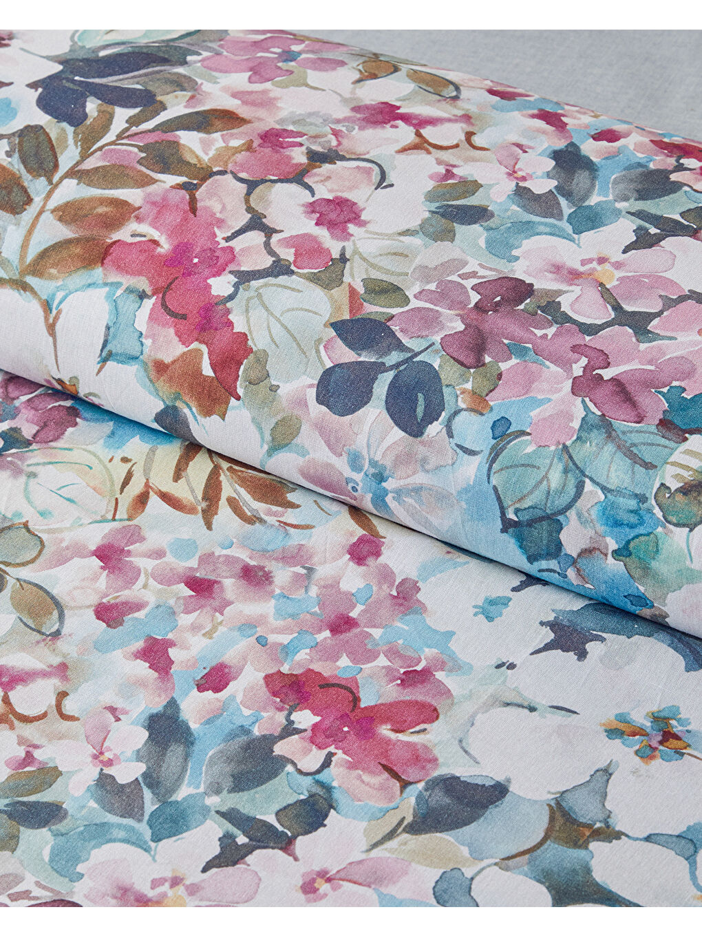 Floral Happiness Dijital Baskılı Soft Pamuk Çift Kişilik Nevresim Takımı 200x220 cm Pembe   Mavi-2