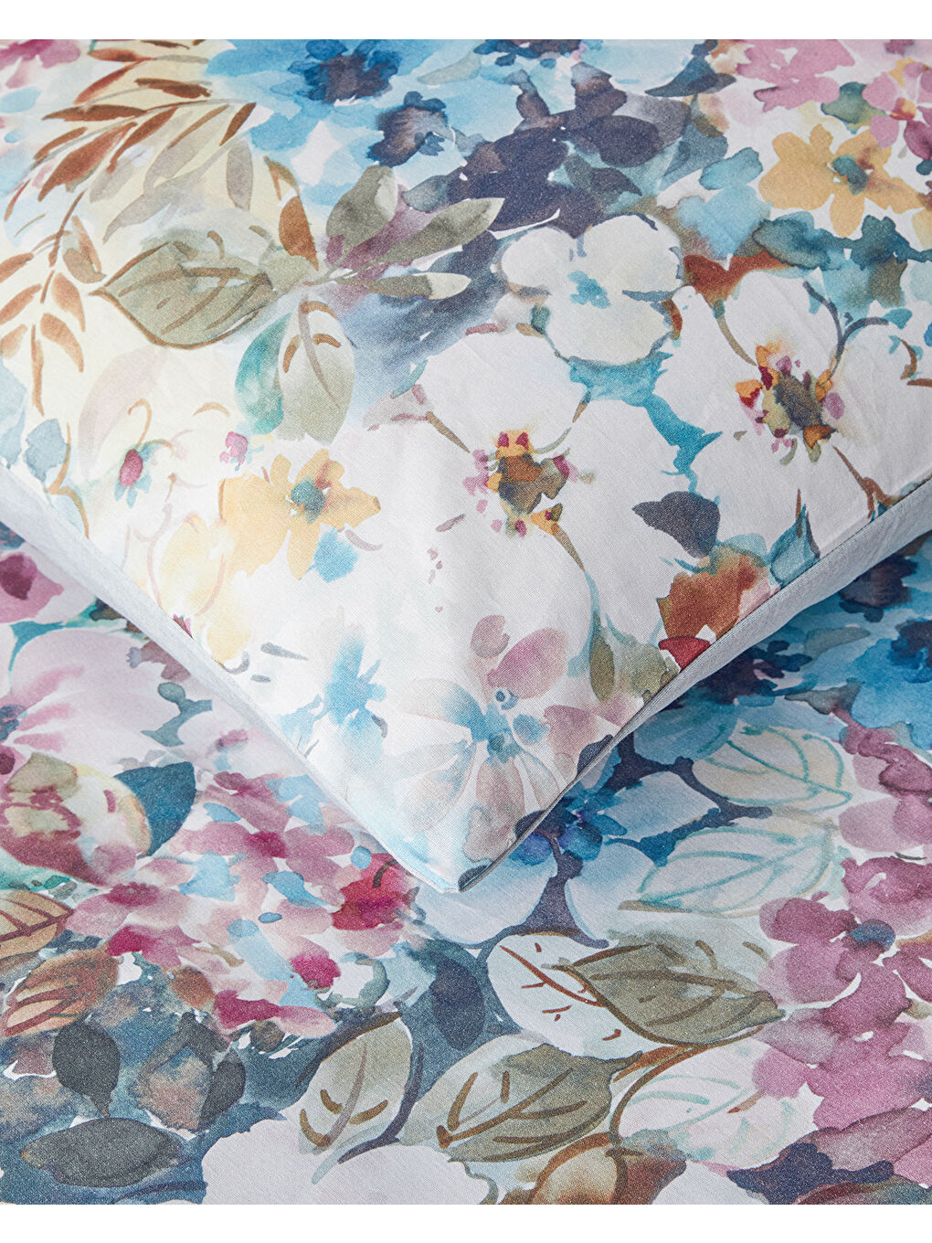 Floral Happiness Dijital Baskılı Soft Pamuk Çift Kişilik Nevresim Takımı 200x220 cm Pembe   Mavi-4