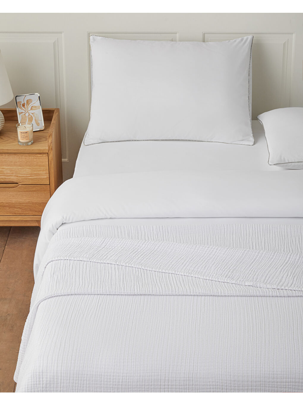 Gri Clair Voile Çift Kişilik Çarşaflı Yatak Örtülü Nevresim Takımı 200x220 cm Gümüş-1