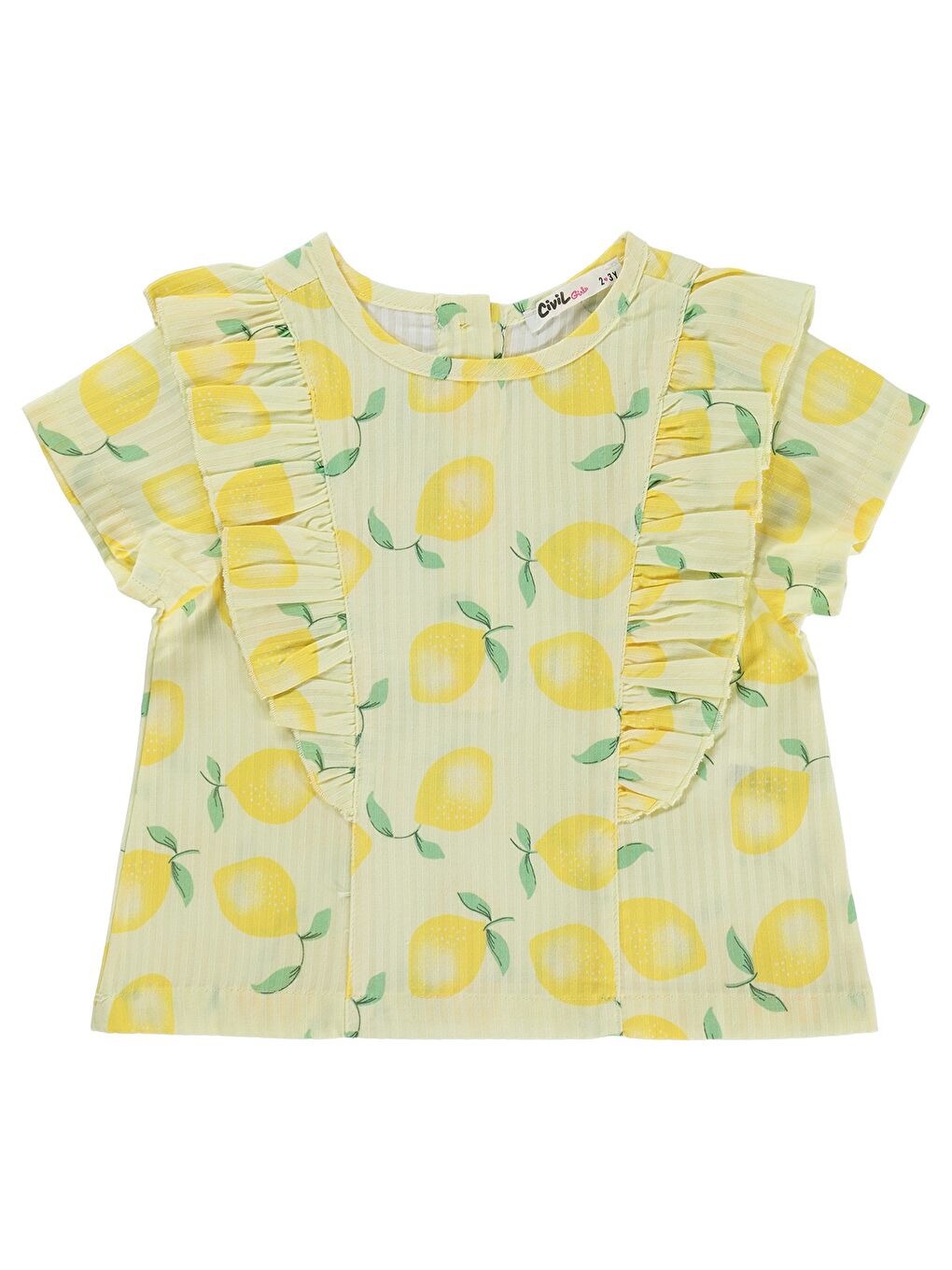 Girls Limon Desenli 2-5 Yaş Gömlek - Sarı