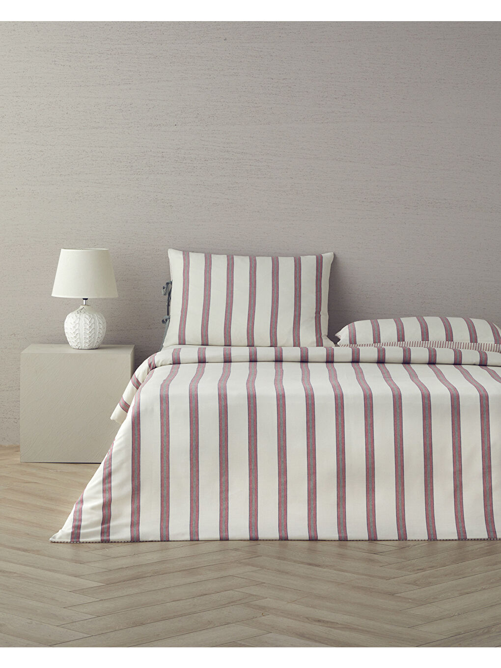Cool Stripe İpliği Boyalı King Size Nevresim Takımı Bordo-Yeşil