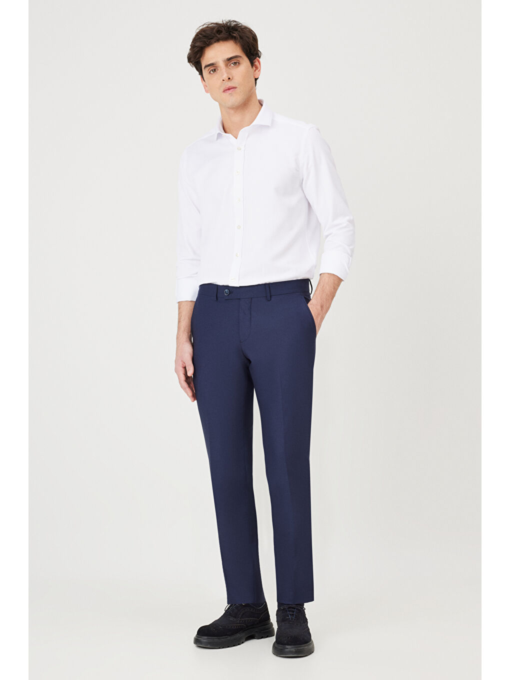Erkek Lacivert Slim Fit Klasik Pantolon-1