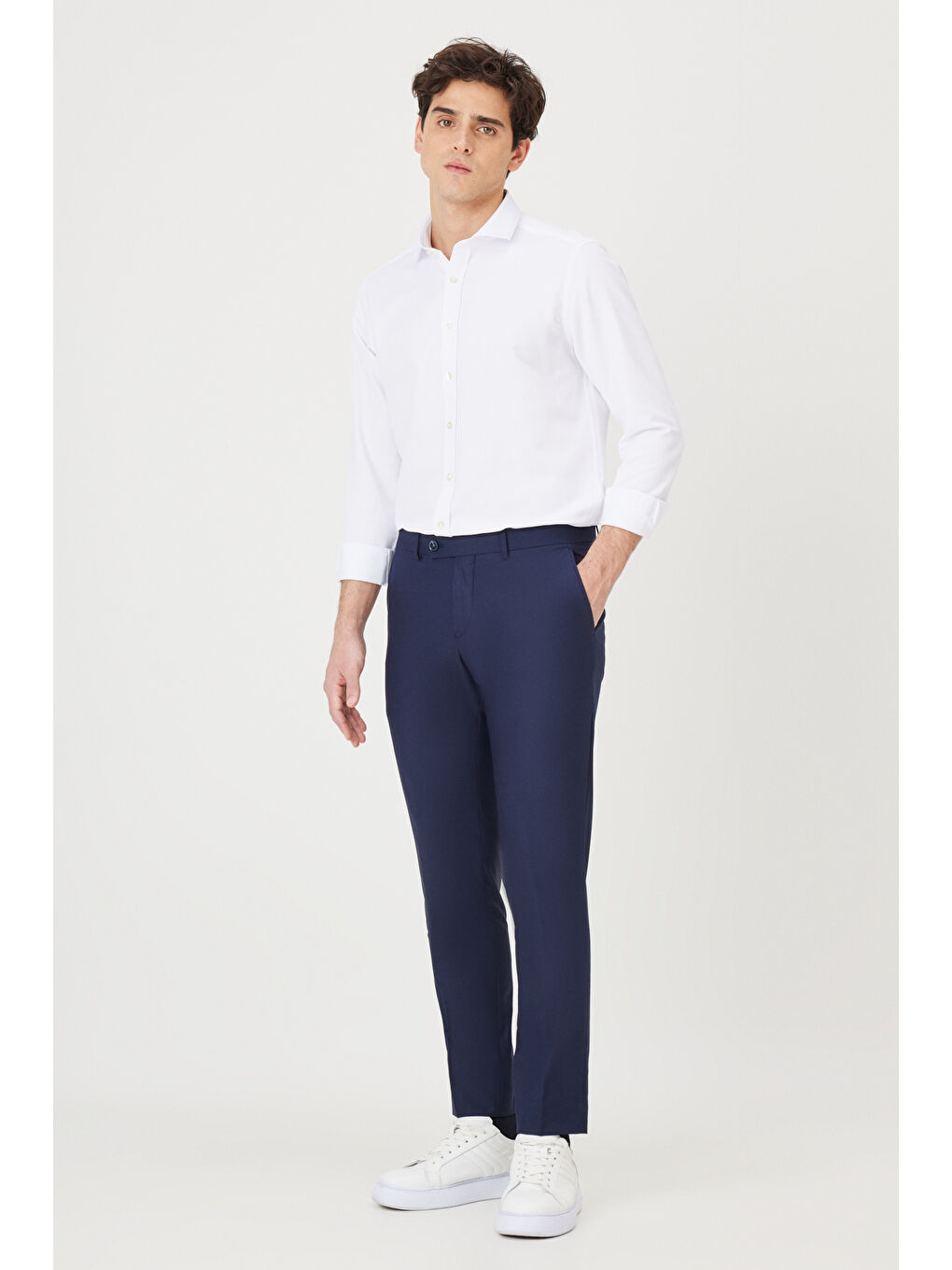 Erkek Lacivert Slim Fit Klasik Pantolon-4