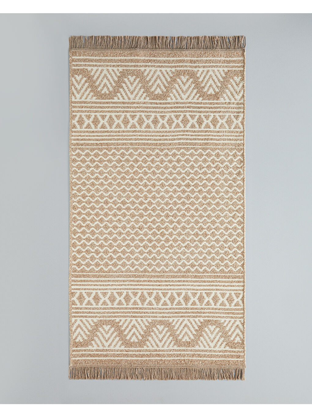 Ekru Welle Dokuma Kilim 80x150 cm Açık Krem - Kahve