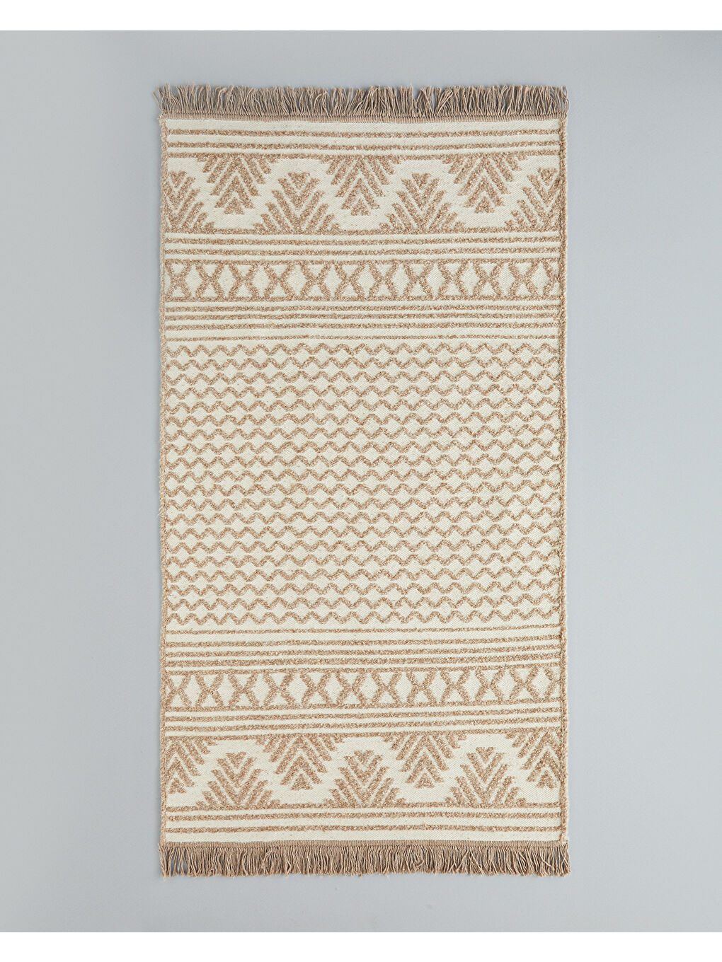 Ekru Welle Dokuma Kilim 80x150 cm Açık Krem - Kahve-1
