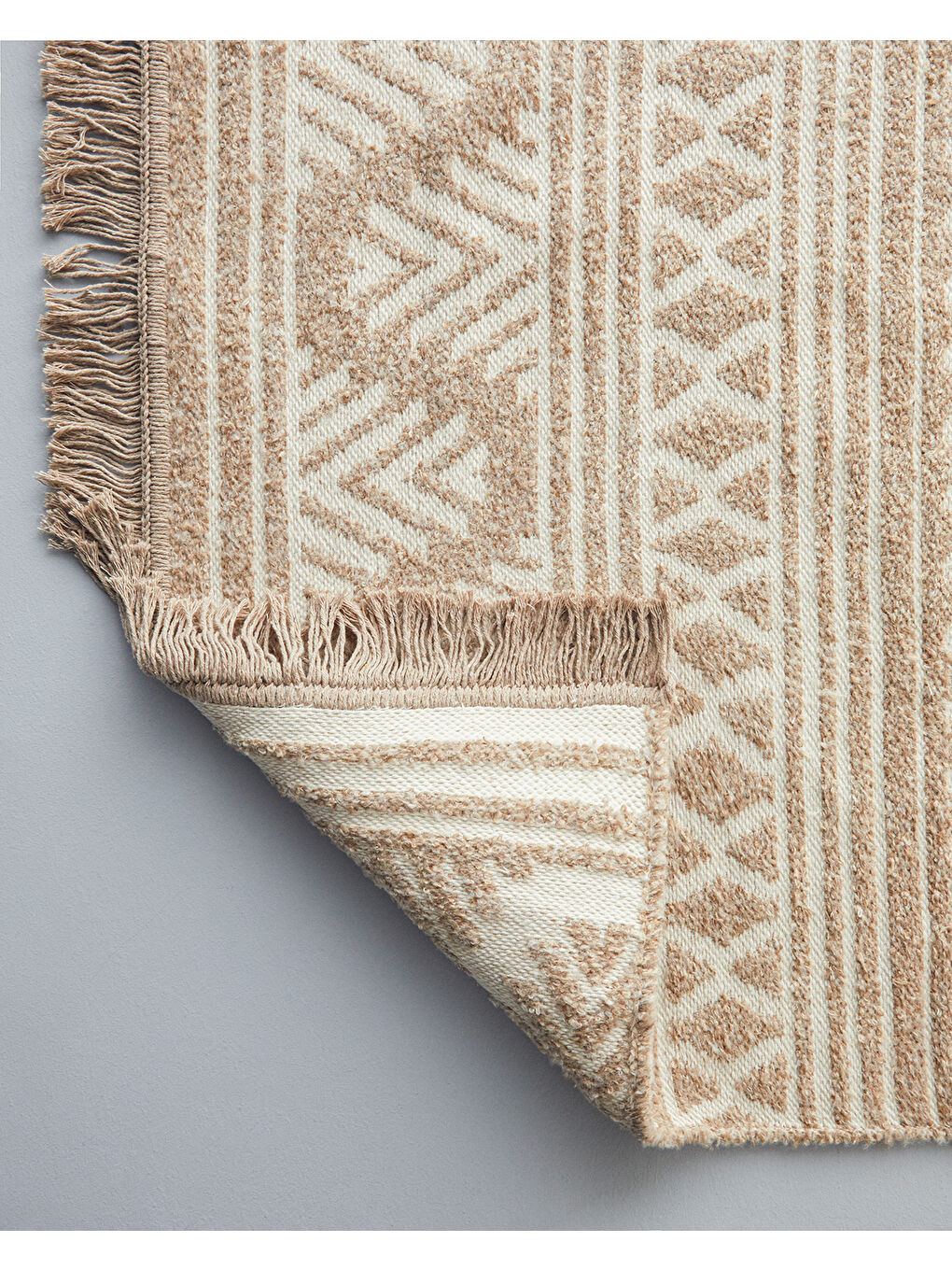 Ekru Welle Dokuma Kilim 80x150 cm Açık Krem - Kahve-2