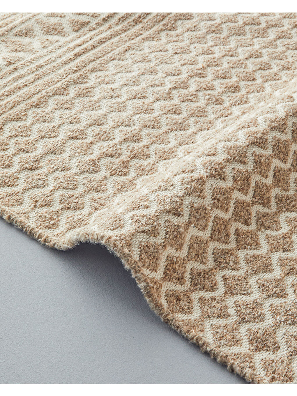 Ekru Welle Dokuma Kilim 80x150 cm Açık Krem - Kahve-3